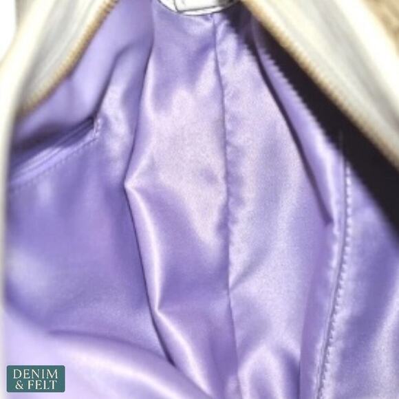 Coach Signature Canvas White Leather Trim Crossbody Shoulder Bag Lilac Lining - Picture 11 of 15